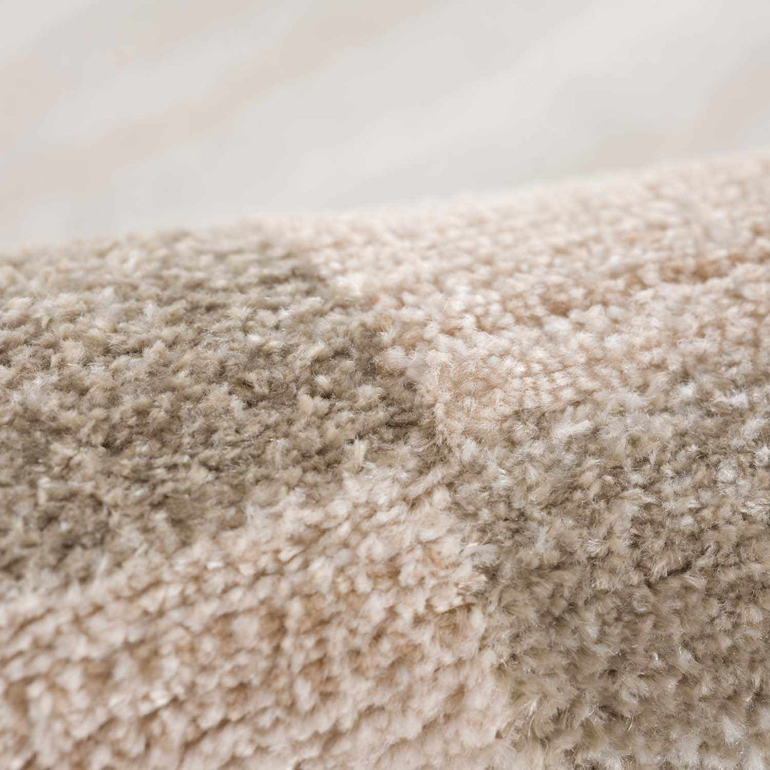 Azrika Beige Solid and Checkered Pattern Washable Rug - The Rug Decor