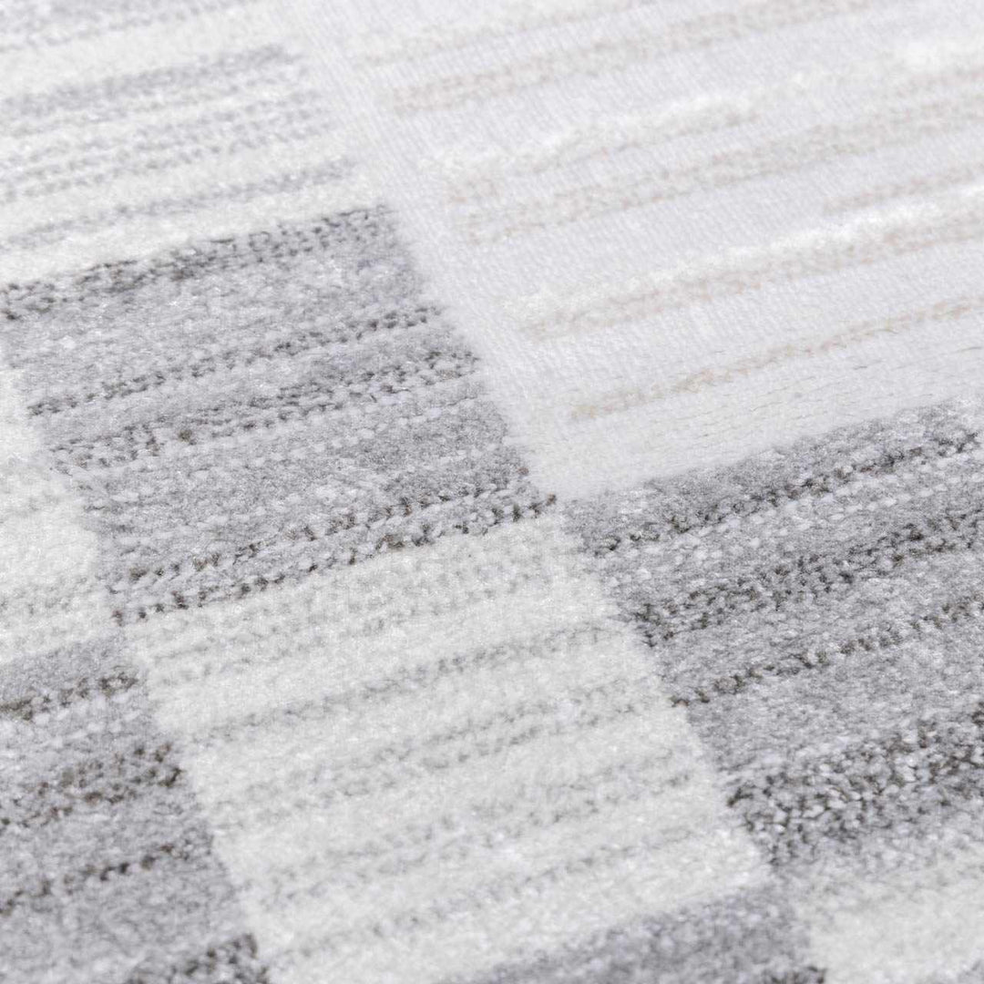 Azrika Modern Checkered Pattern Beige And Gray Machine Woven Washable Rug - The Rug Decor
