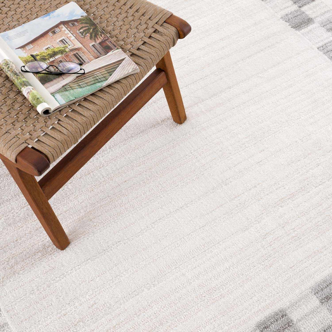 Azrika Modern Checkered Pattern Beige And Gray Machine Woven Washable Rug - The Rug Decor