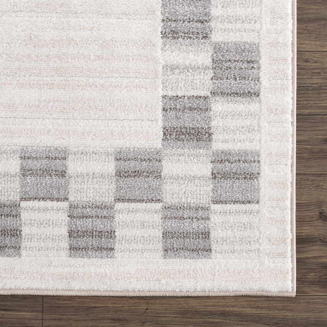 Azrika Modern Checkered Pattern Beige And Gray Machine Woven Washable Rug - The Rug Decor