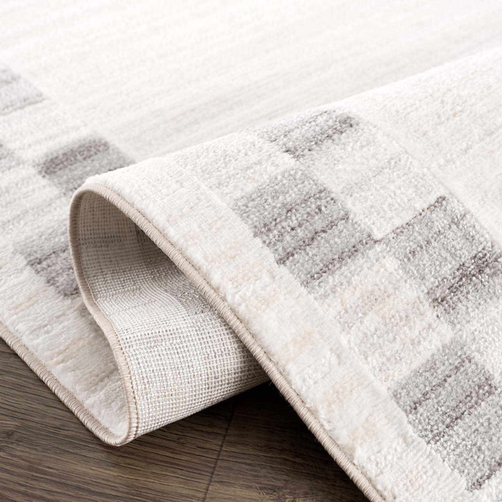 Azrika Modern Checkered Pattern Beige And Gray Machine Woven Washable Rug - The Rug Decor