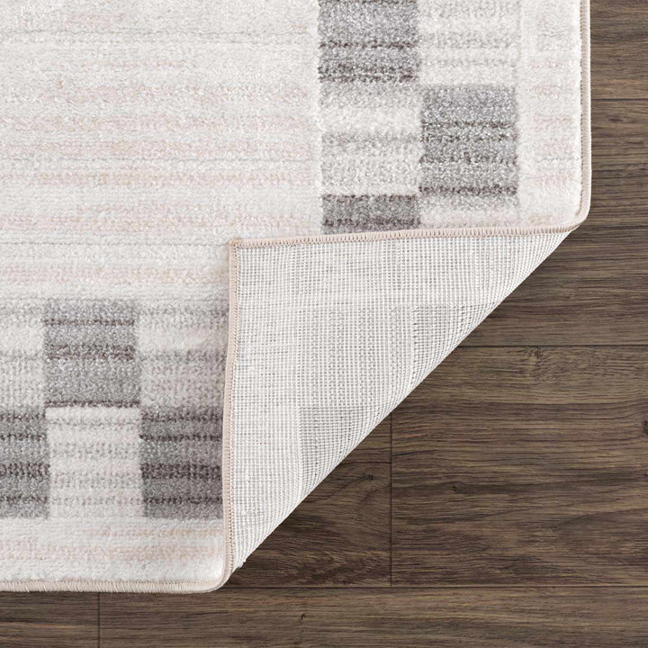 Azrika Modern Checkered Pattern Beige And Gray Machine Woven Washable Rug - The Rug Decor