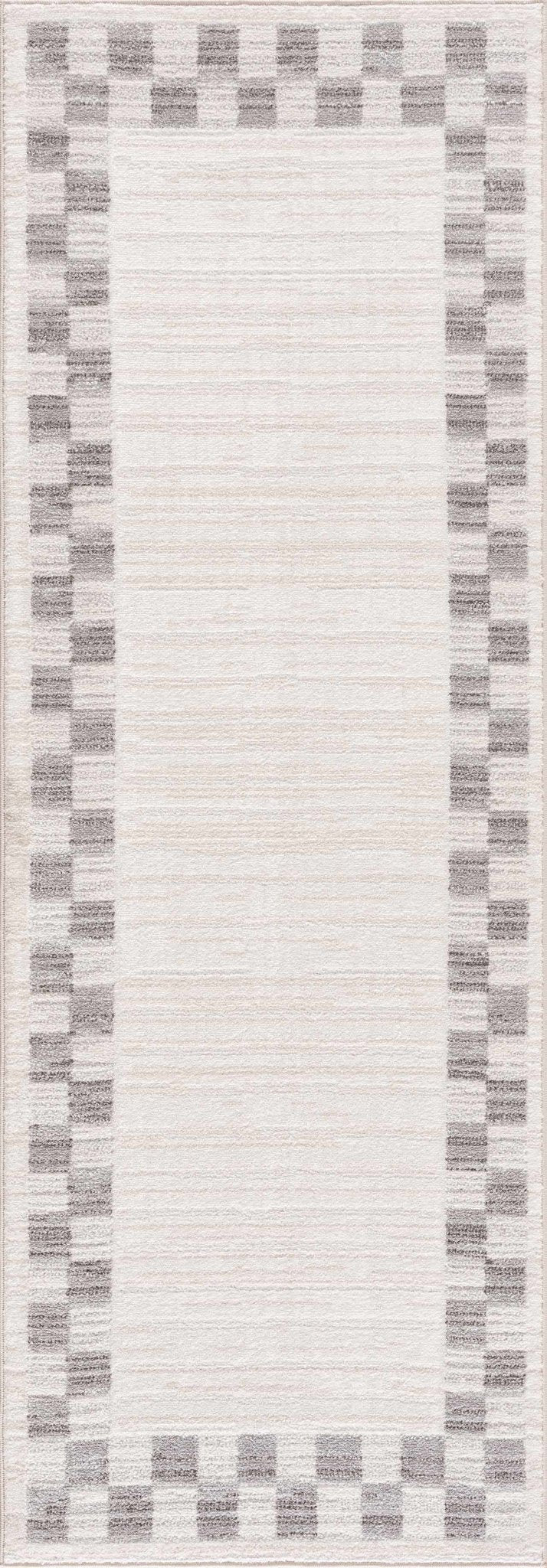 Azrika Modern Checkered Pattern Beige And Gray Machine Woven Washable Rug - The Rug Decor