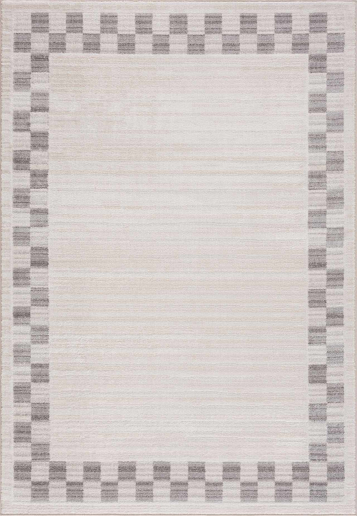 Azrika Modern Checkered Pattern Beige And Gray Machine Woven Washable Rug - The Rug Decor