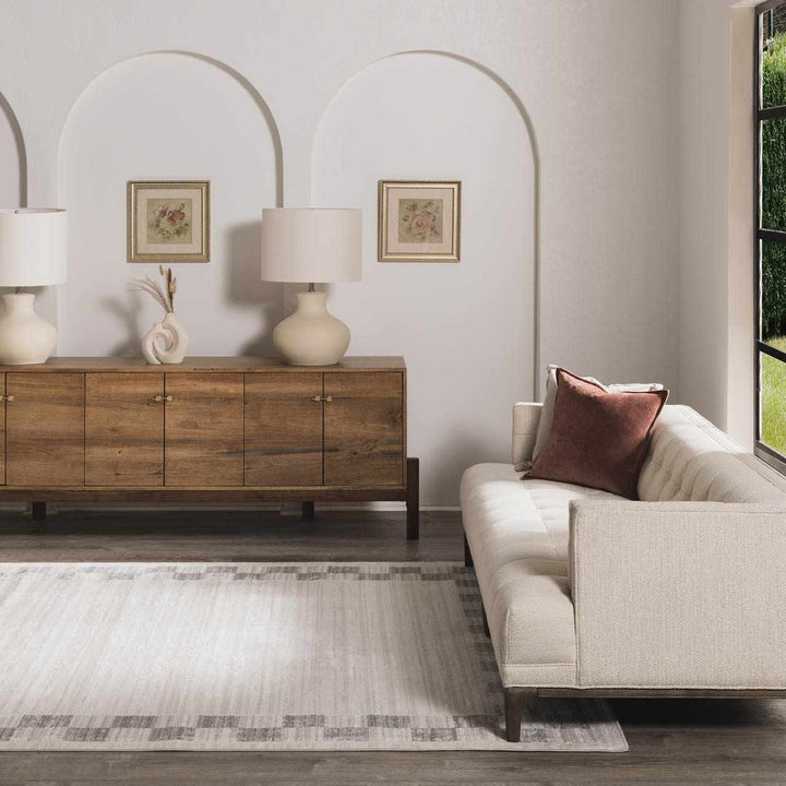 Azrika Modern Checkered Pattern Beige And Gray Machine Woven Washable Rug - The Rug Decor