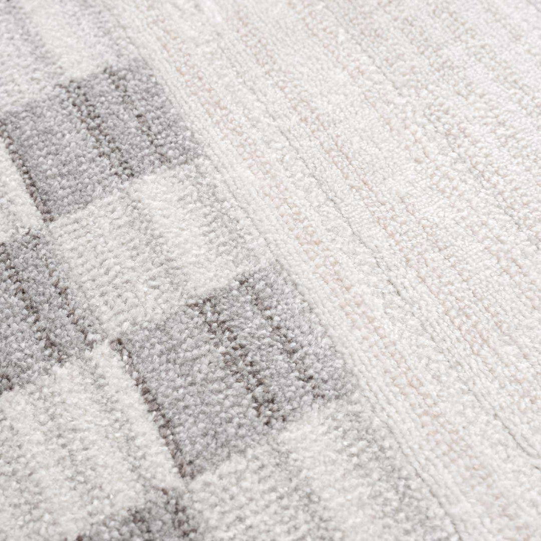 Azrika Modern Checkered Pattern Beige And Gray Machine Woven Washable Rug - The Rug Decor