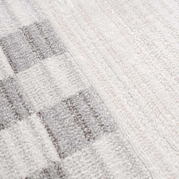 Azrika Modern Checkered Pattern Beige And Gray Machine Woven Washable Rug - The Rug Decor