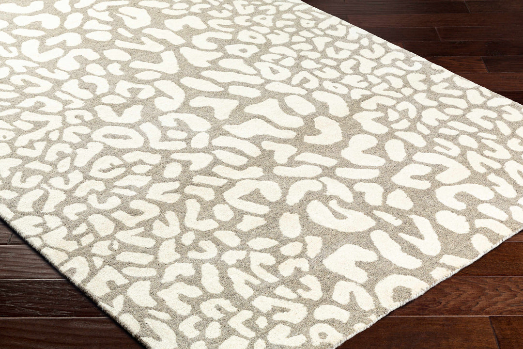 Azuka Leopard Print Beige Hand Tufted Wool Area Rug