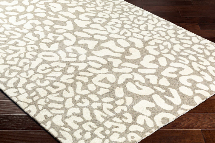 Azuka Leopard Print Beige Hand Tufted Wool Area Rug