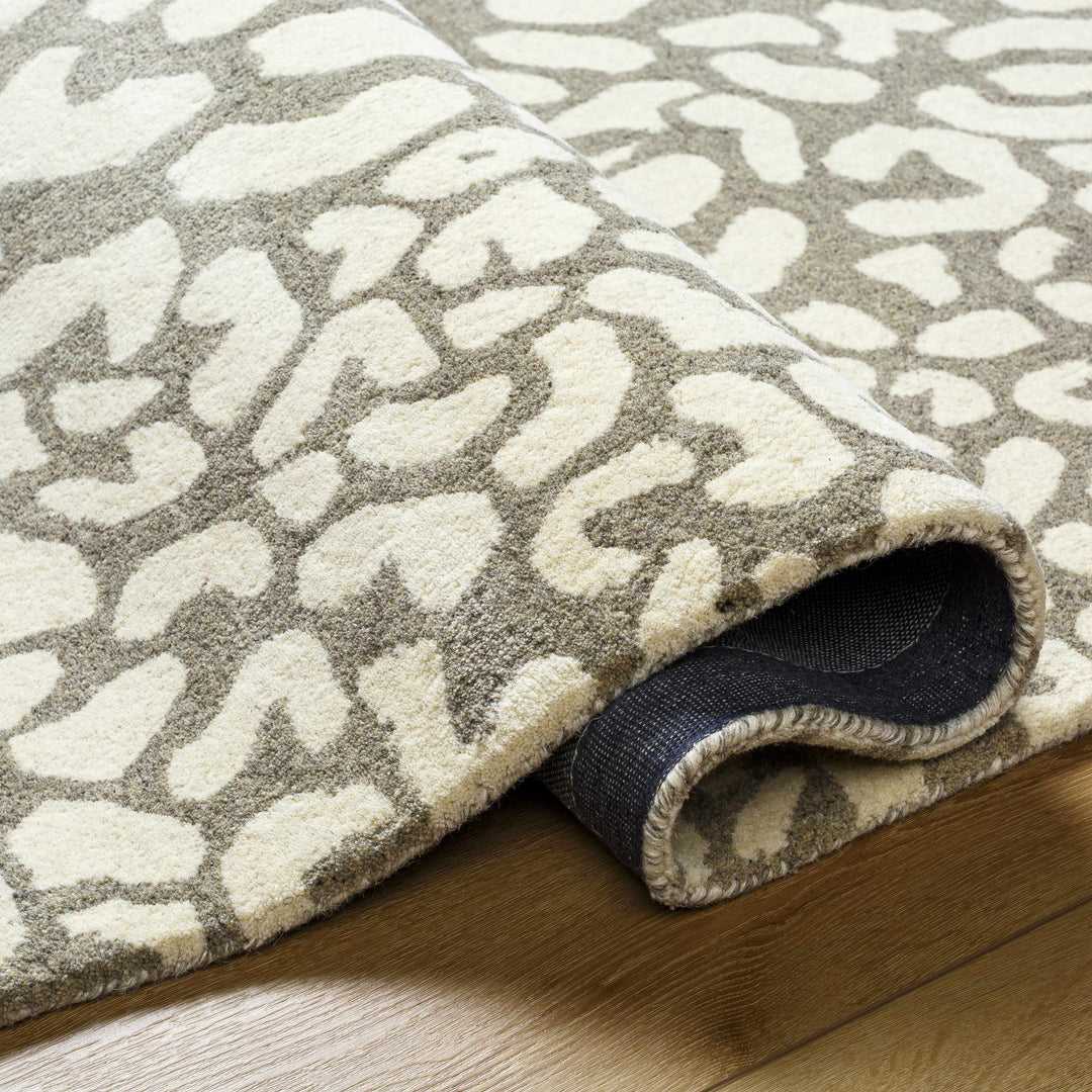 Azuka Leopard Print Beige Hand Tufted Wool Area Rug