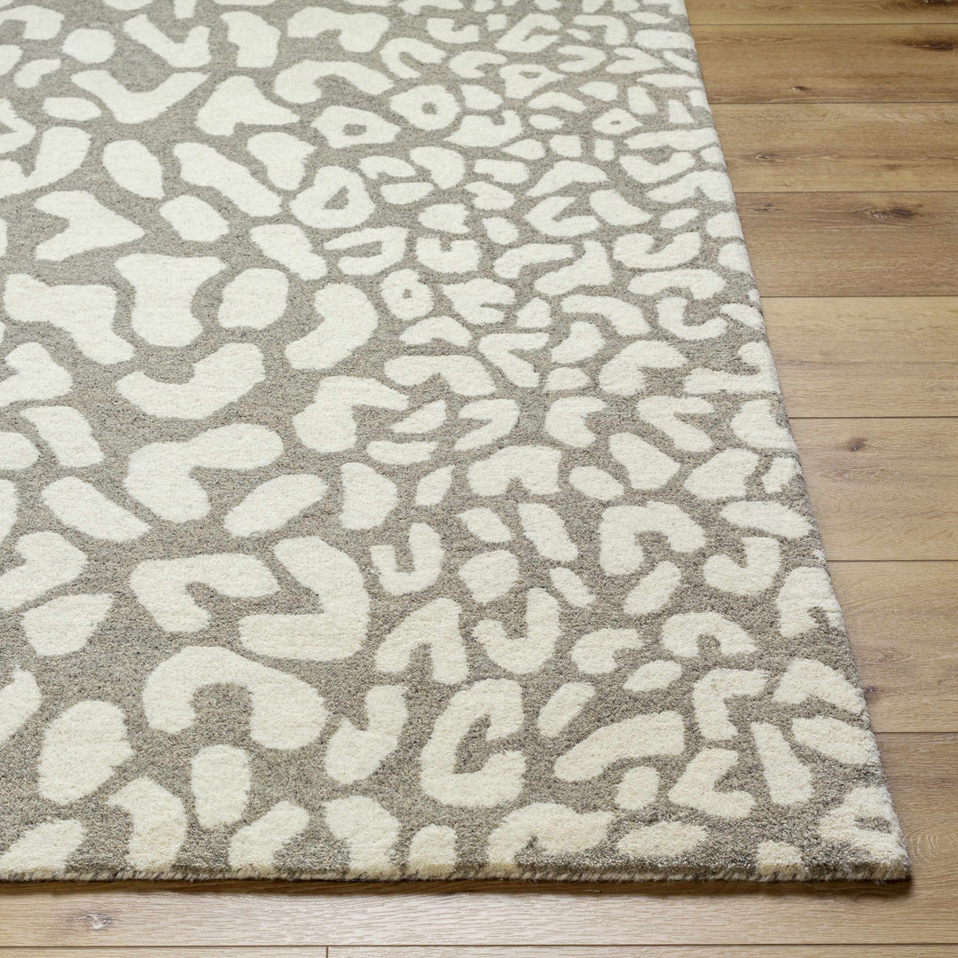 Azuka Leopard Print Beige Hand Tufted Wool Area Rug