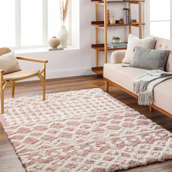 Azura Modern Geometric Design Pink Area Rug