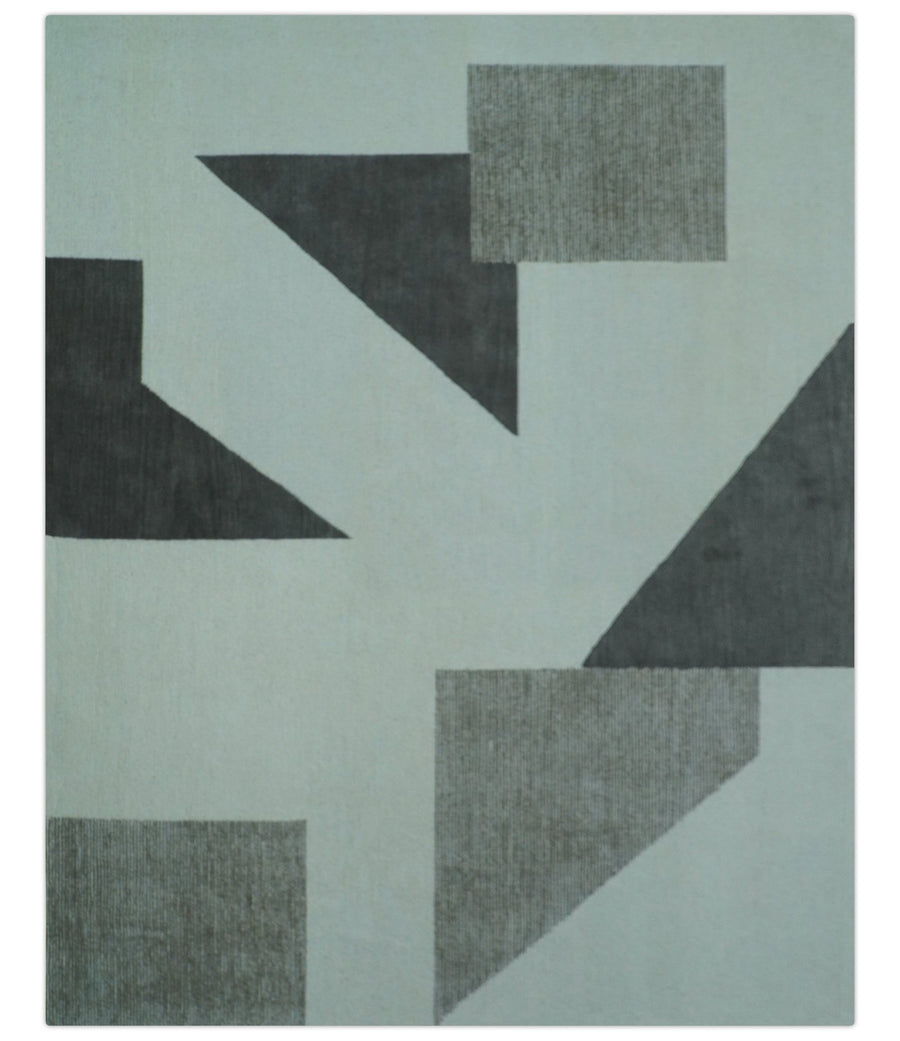 Azure Custom Made Geometrical Charcoal And Gray Hand Tufted Wool Rug - The Rug Decor