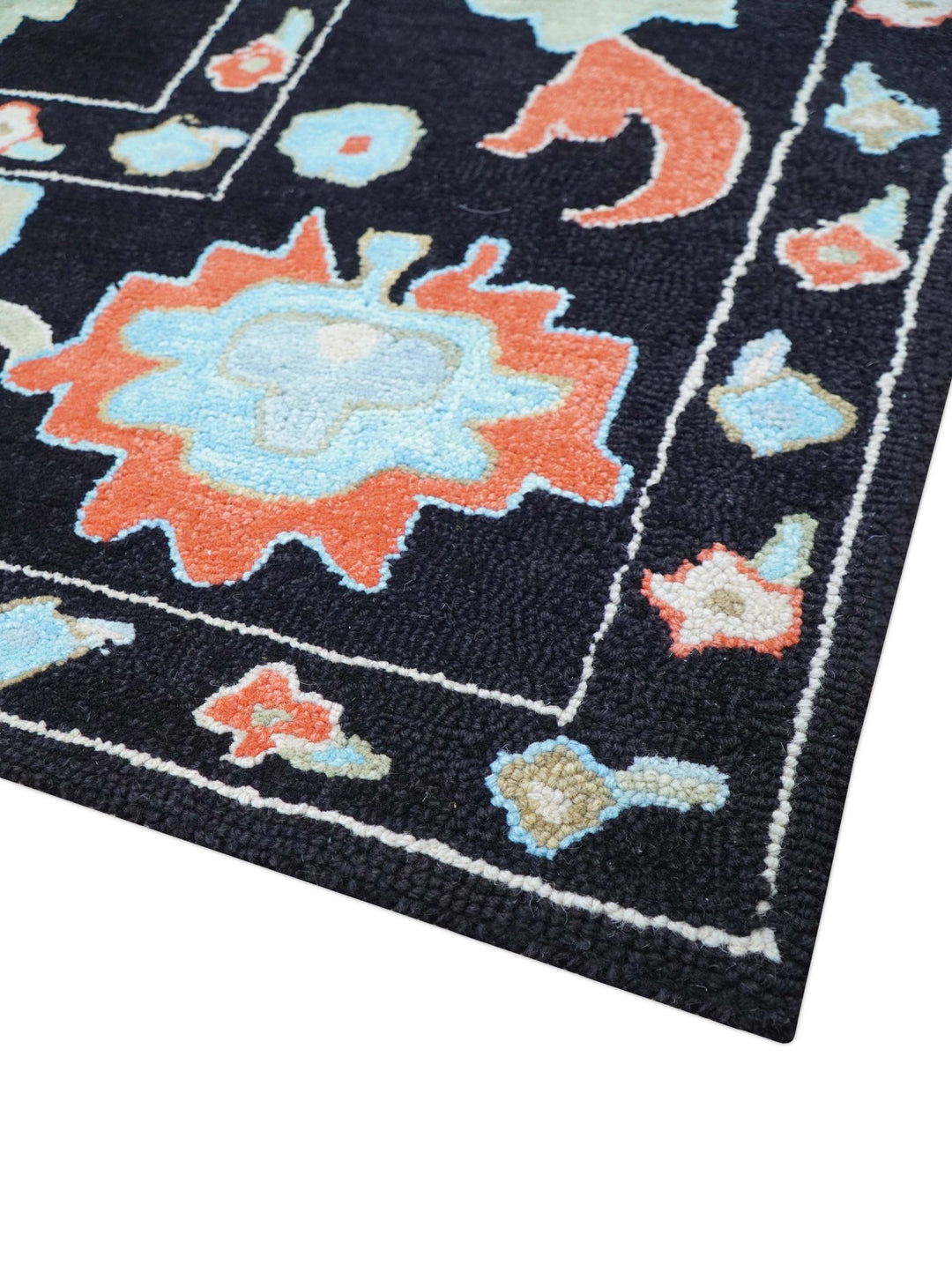 Azure Custom Made Traditional Oushak Black Hand Tufted Wool Rug - The Rug Decor