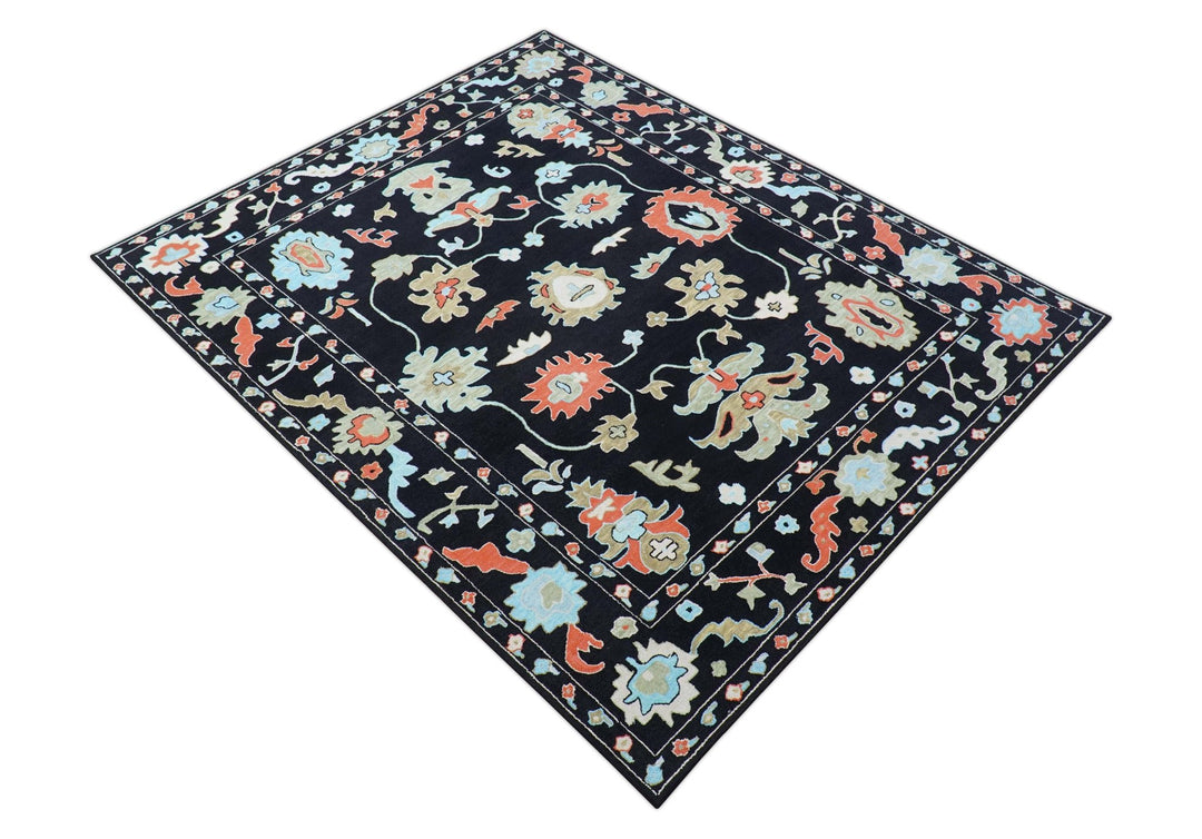 Azure Custom Made Traditional Oushak Black Hand Tufted Wool Rug - The Rug Decor