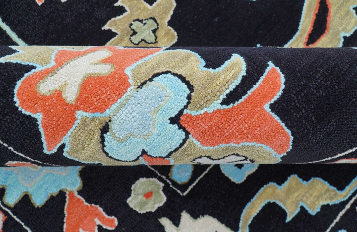 Azure Custom Made Traditional Oushak Black Hand Tufted Wool Rug - The Rug Decor