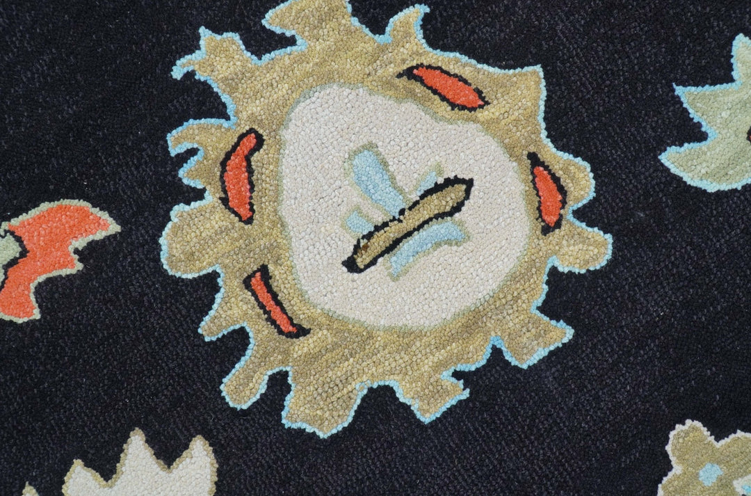 Azure Custom Made Traditional Oushak Black Hand Tufted Wool Rug - The Rug Decor