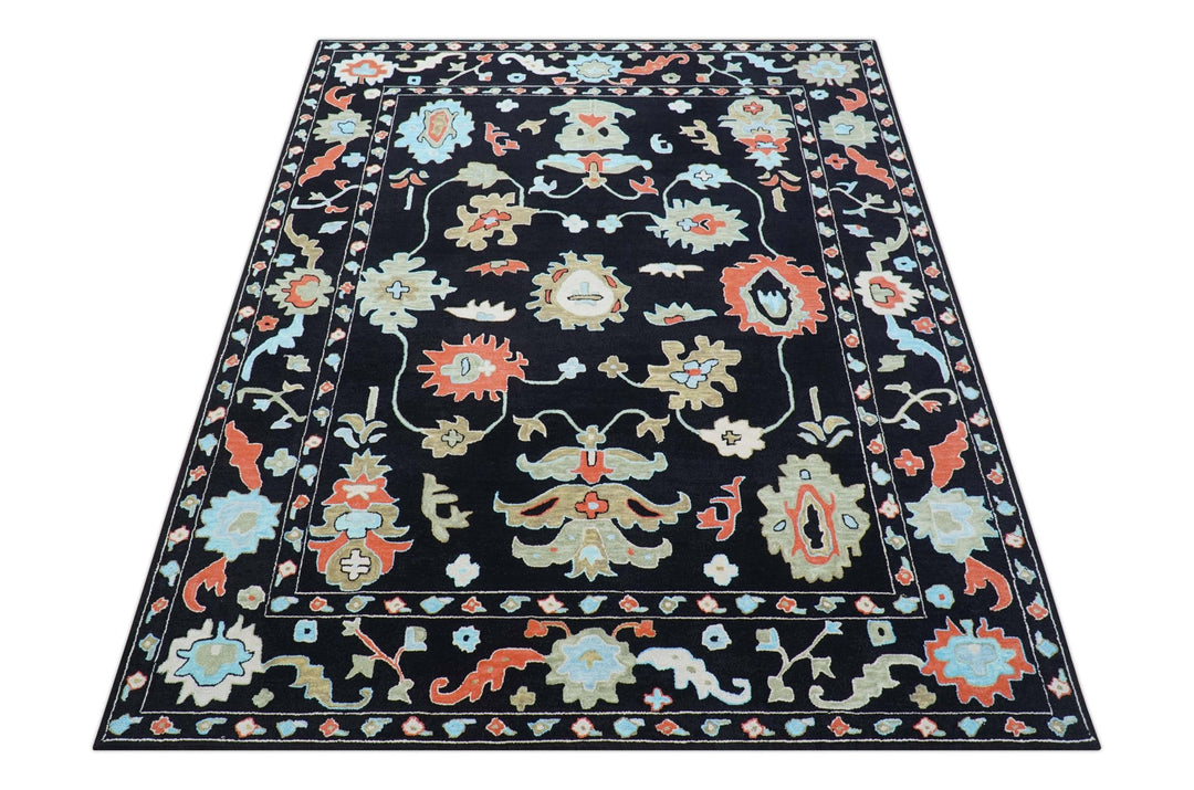 Azure Custom Made Traditional Oushak Black Hand Tufted Wool Rug - The Rug Decor