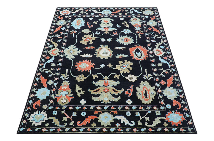 Azure Custom Made Traditional Oushak Black Hand Tufted Wool Rug - The Rug Decor