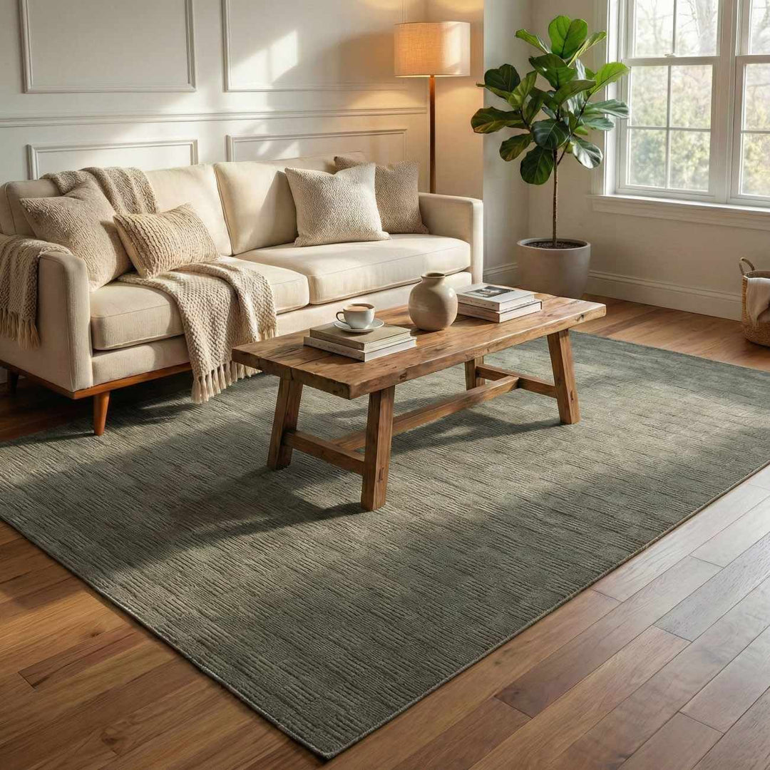 Kazuma Green Contemporary Style Washable Area Rug