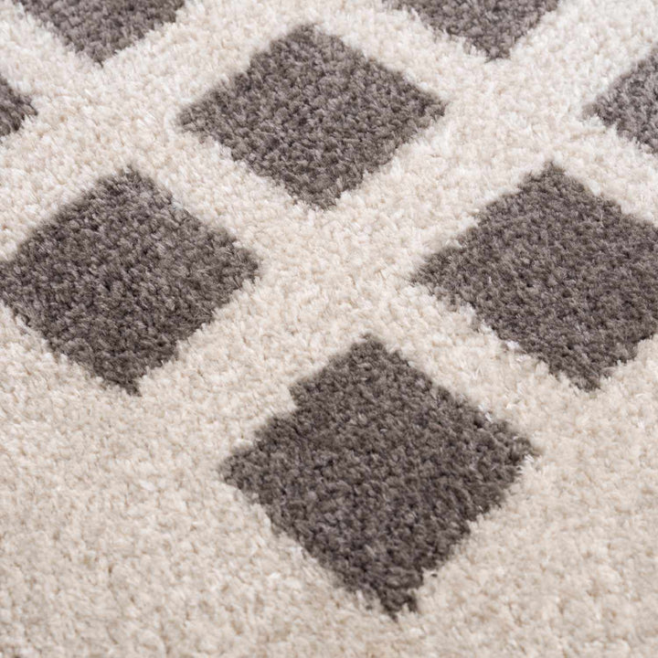 Baback Modern Geometrical Beige And Charcoal Washable Area Rug - The Rug Decor
