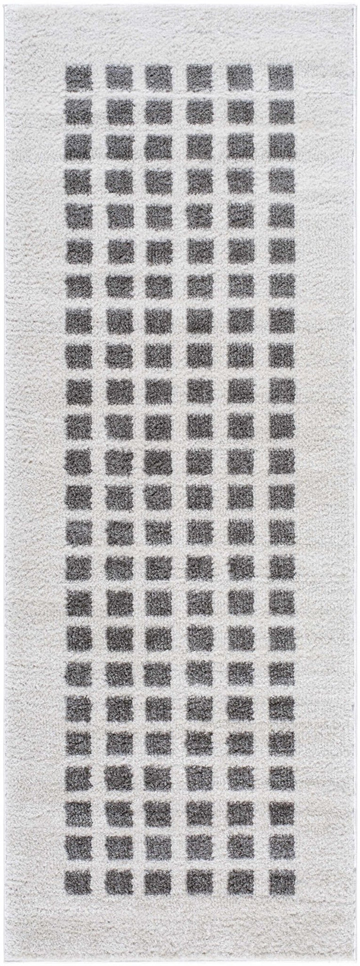 Baback Modern Geometrical Beige And Charcoal Washable Area Rug - The Rug Decor