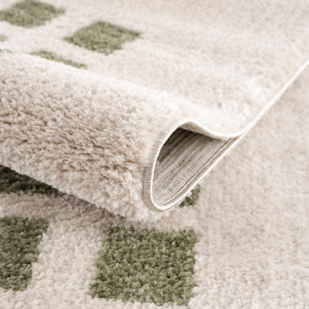 Baback Modern Geometrical Beige And Green Washable Area Rug - The Rug Decor