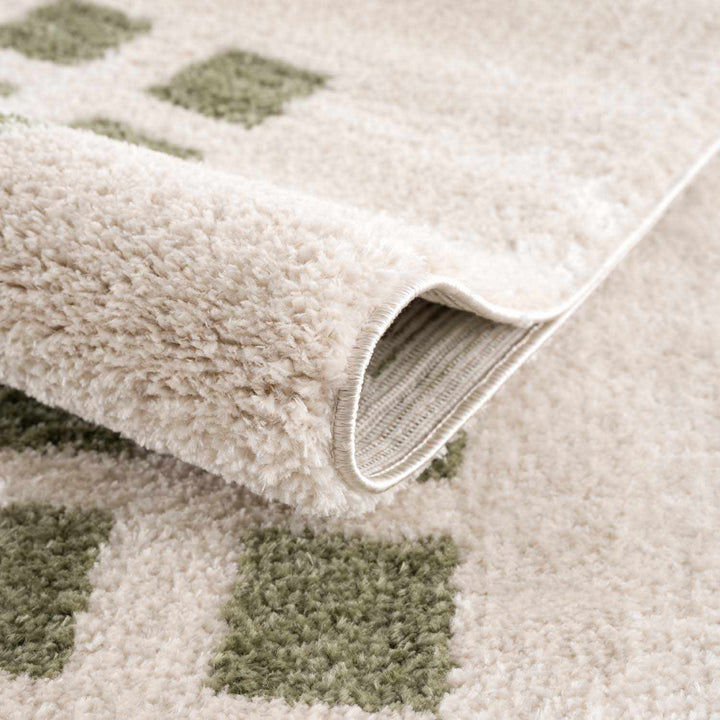 Baback Modern Geometrical Beige And Green Washable Area Rug - The Rug Decor