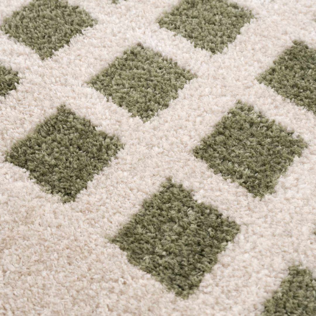 Baback Modern Geometrical Beige And Green Washable Area Rug - The Rug Decor