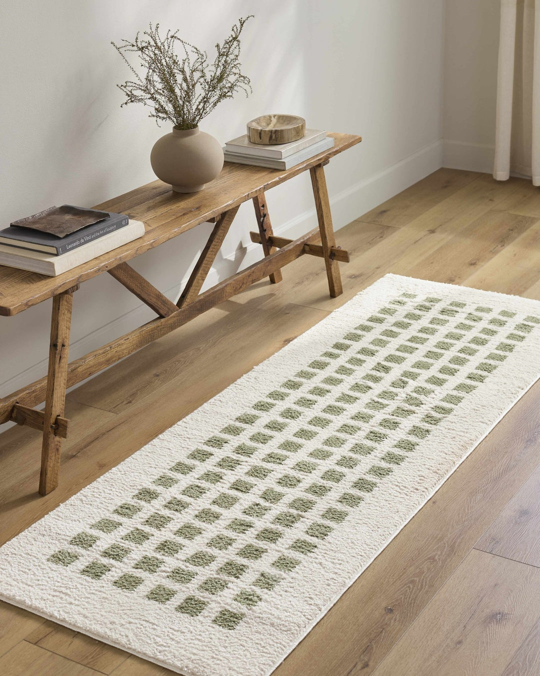 Baback Modern Geometrical Beige And Green Washable Area Rug - The Rug Decor
