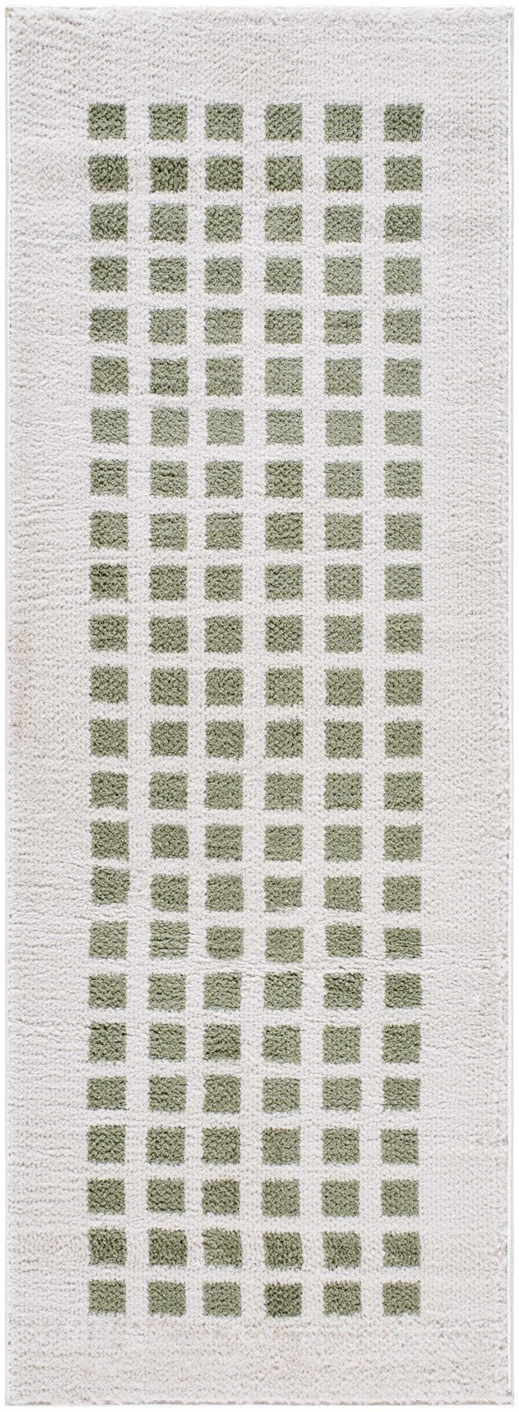 Baback Modern Geometrical Beige And Green Washable Area Rug - The Rug Decor