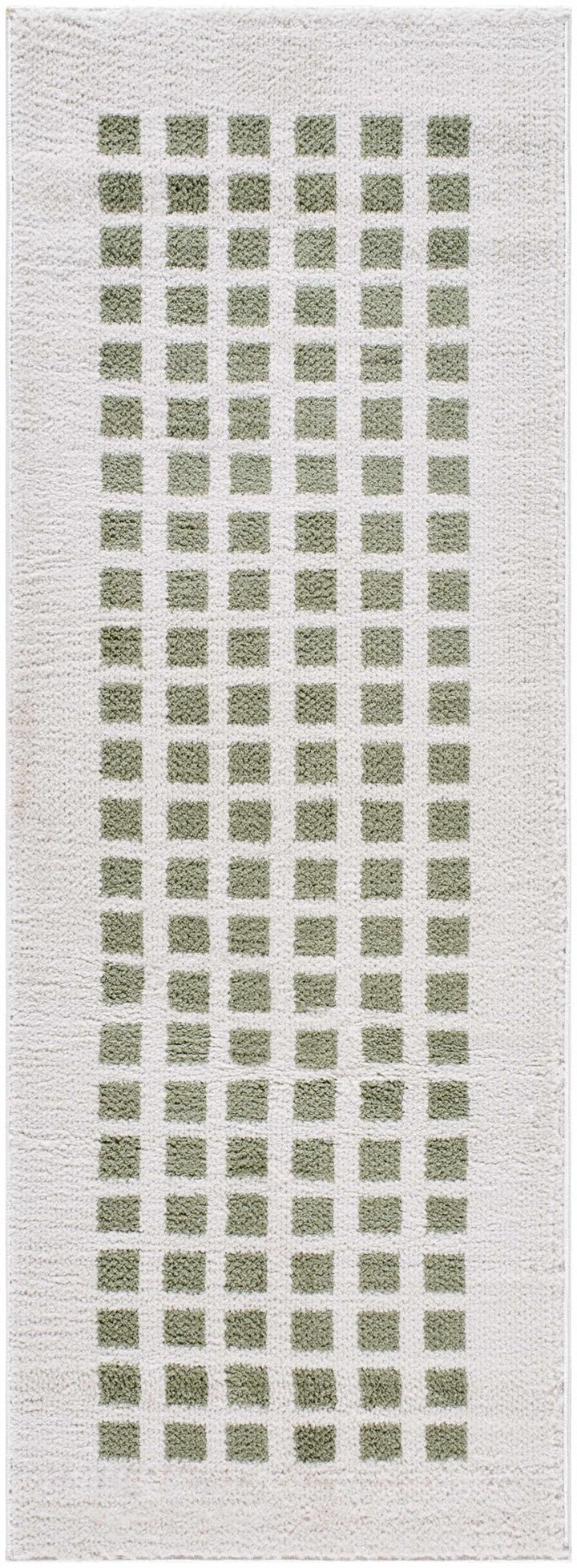 Baback Modern Geometrical Beige And Green Washable Area Rug - The Rug Decor