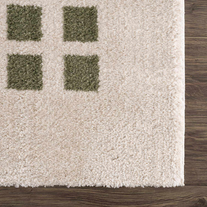 Baback Modern Geometrical Beige And Green Washable Area Rug - The Rug Decor