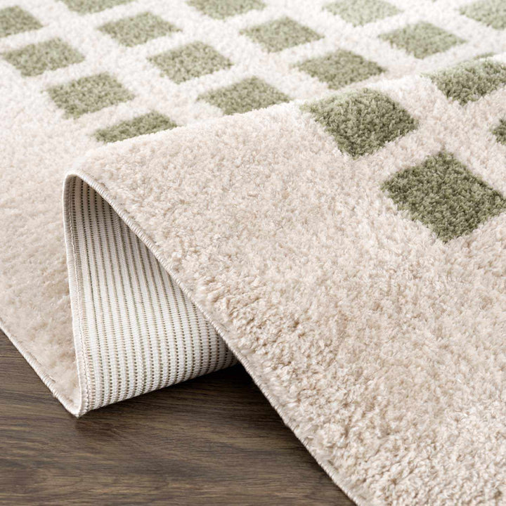 Baback Modern Geometrical Beige And Green Washable Area Rug - The Rug Decor