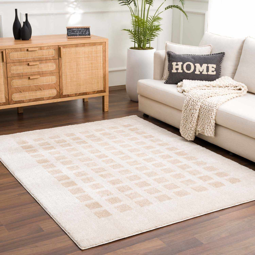 Baback Modern Geometrical Beige Washable Area Rug - The Rug Decor