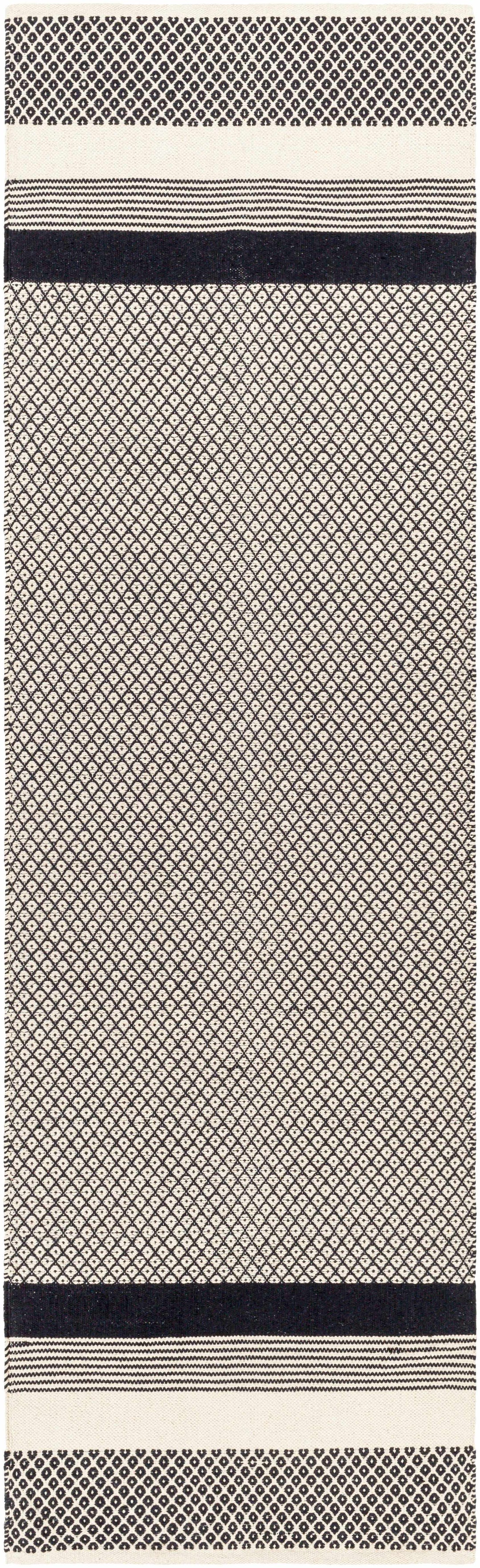 Bacag Modern Style Ivory And Black Hand Woven Area Rug