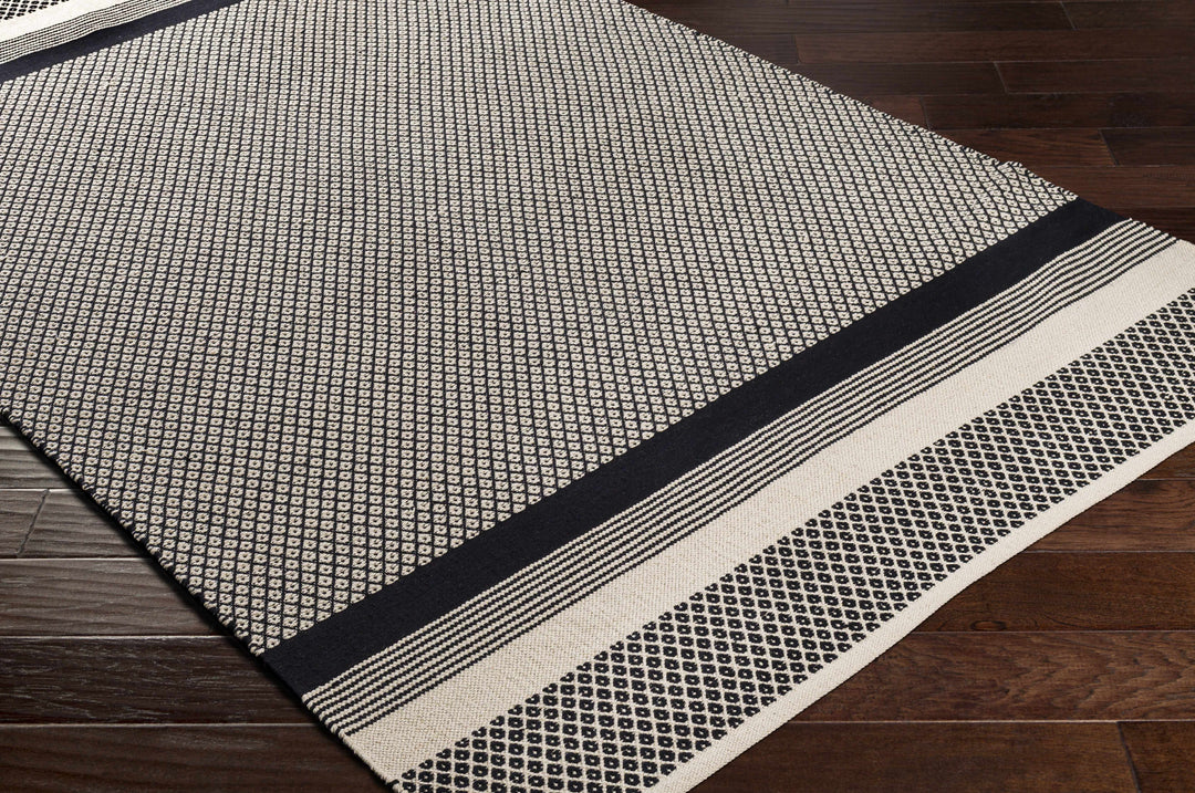 Bacag Modern Style Ivory And Black Hand Woven Area Rug