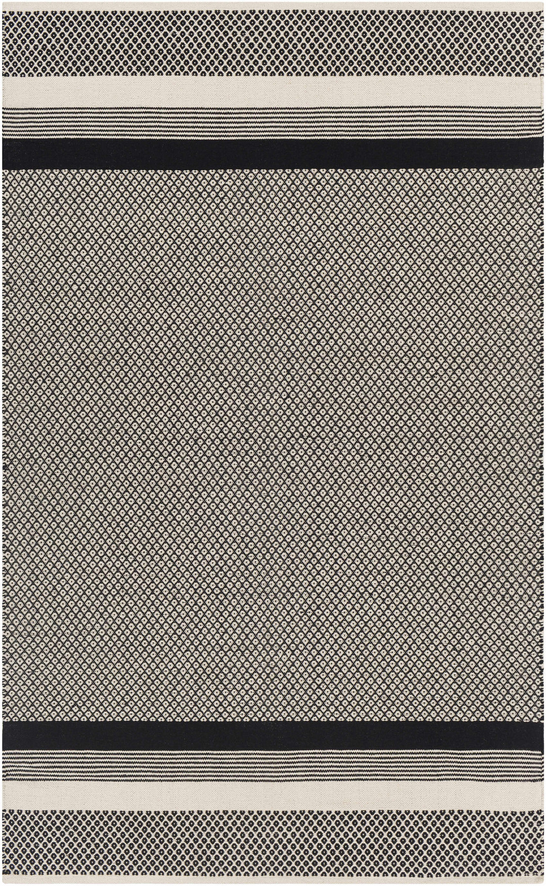 Bacag Modern Style Ivory And Black Hand Woven Area Rug