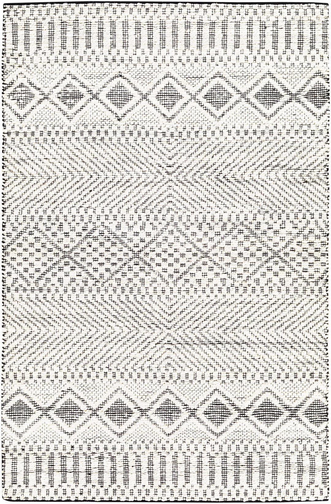 Bachauan Modern Geometrical Design Ivory Hand Woven Area Rug