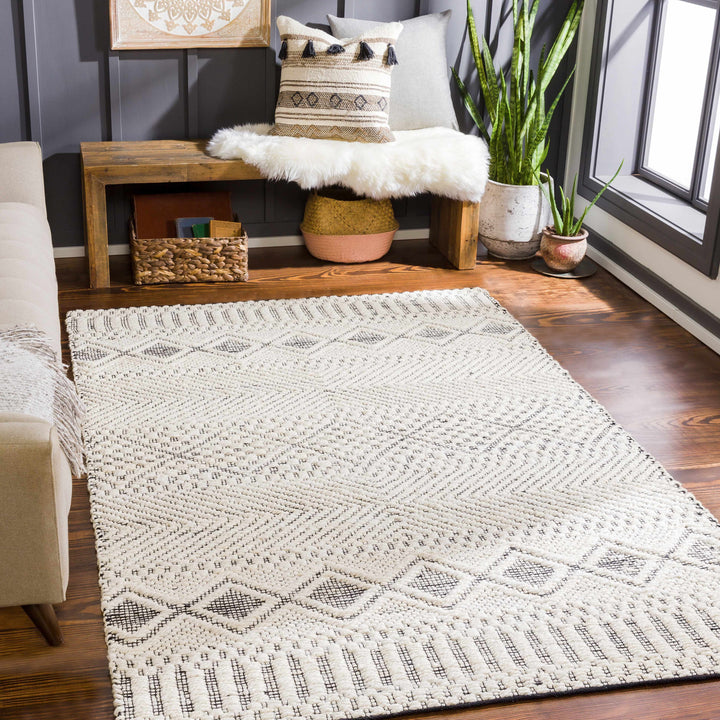 Bachauan Modern Geometrical Design Ivory Hand Woven Area Rug