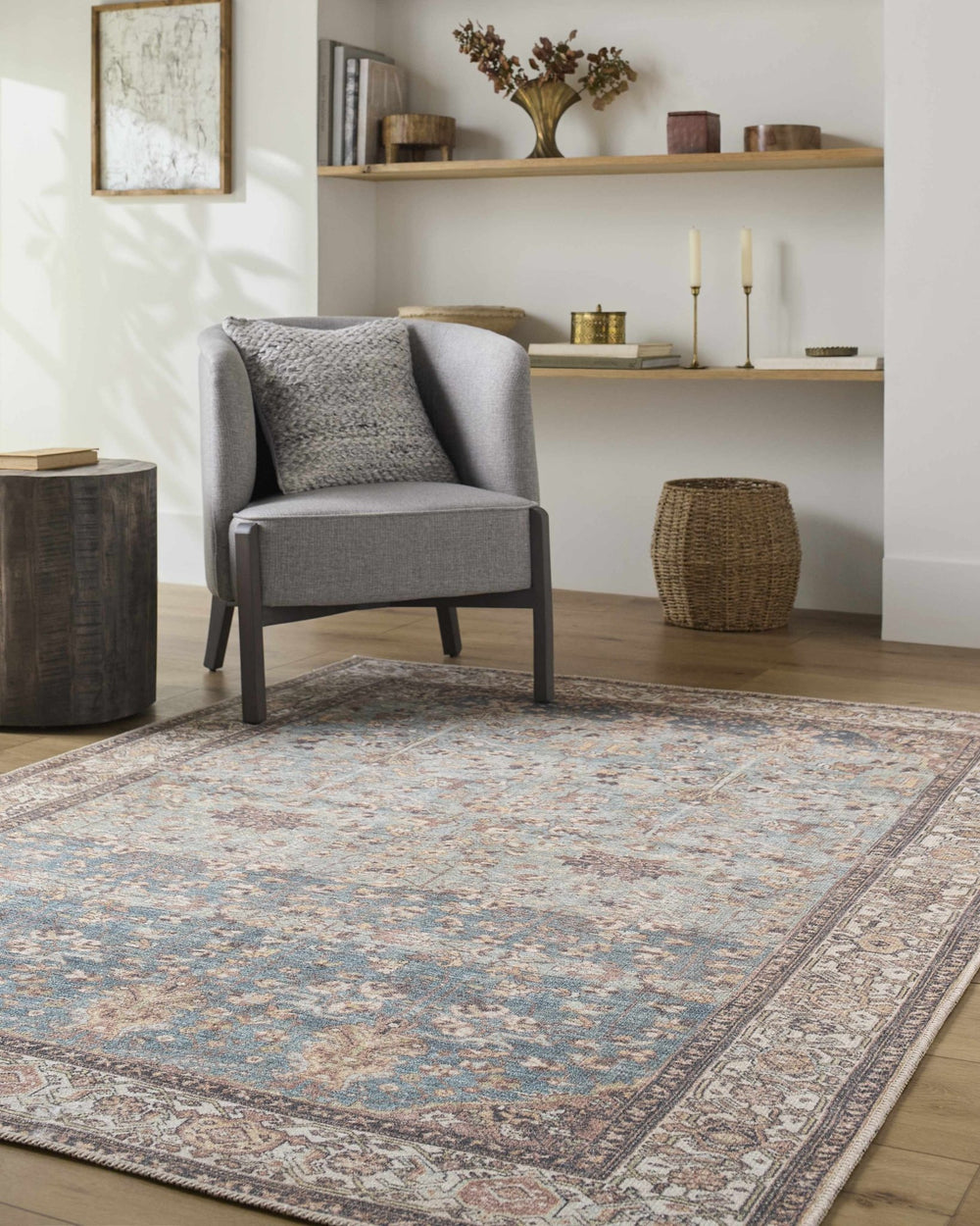 Bahram Traditional Transitional Gray And Brown Washable Rug - The Rug Decor