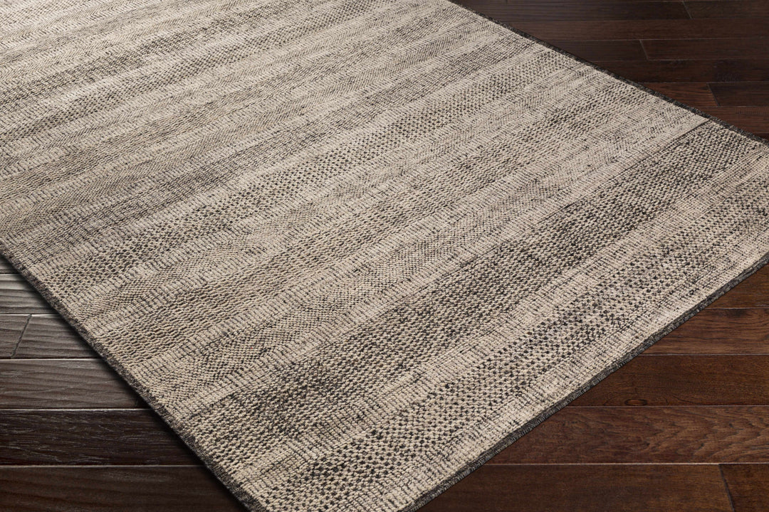 Balaclava Beige And Black Modern Style Hand Knotted Area Rug
