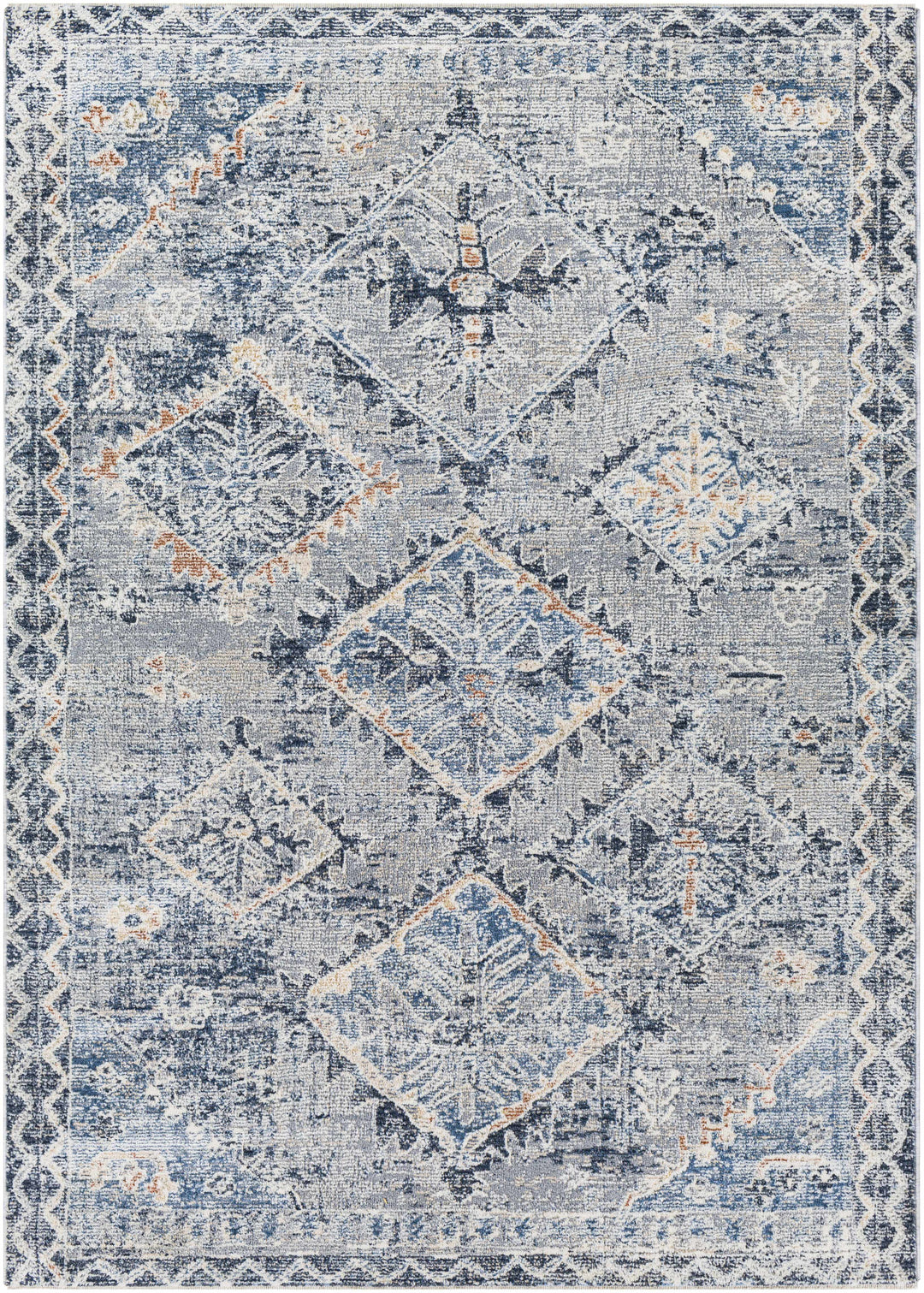 Balamban Gray And Blue Traditional Style Area Rug