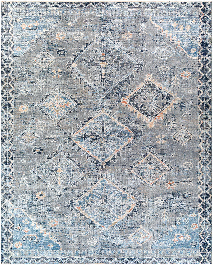 Balamban Gray And Blue Traditional Style Area Rug