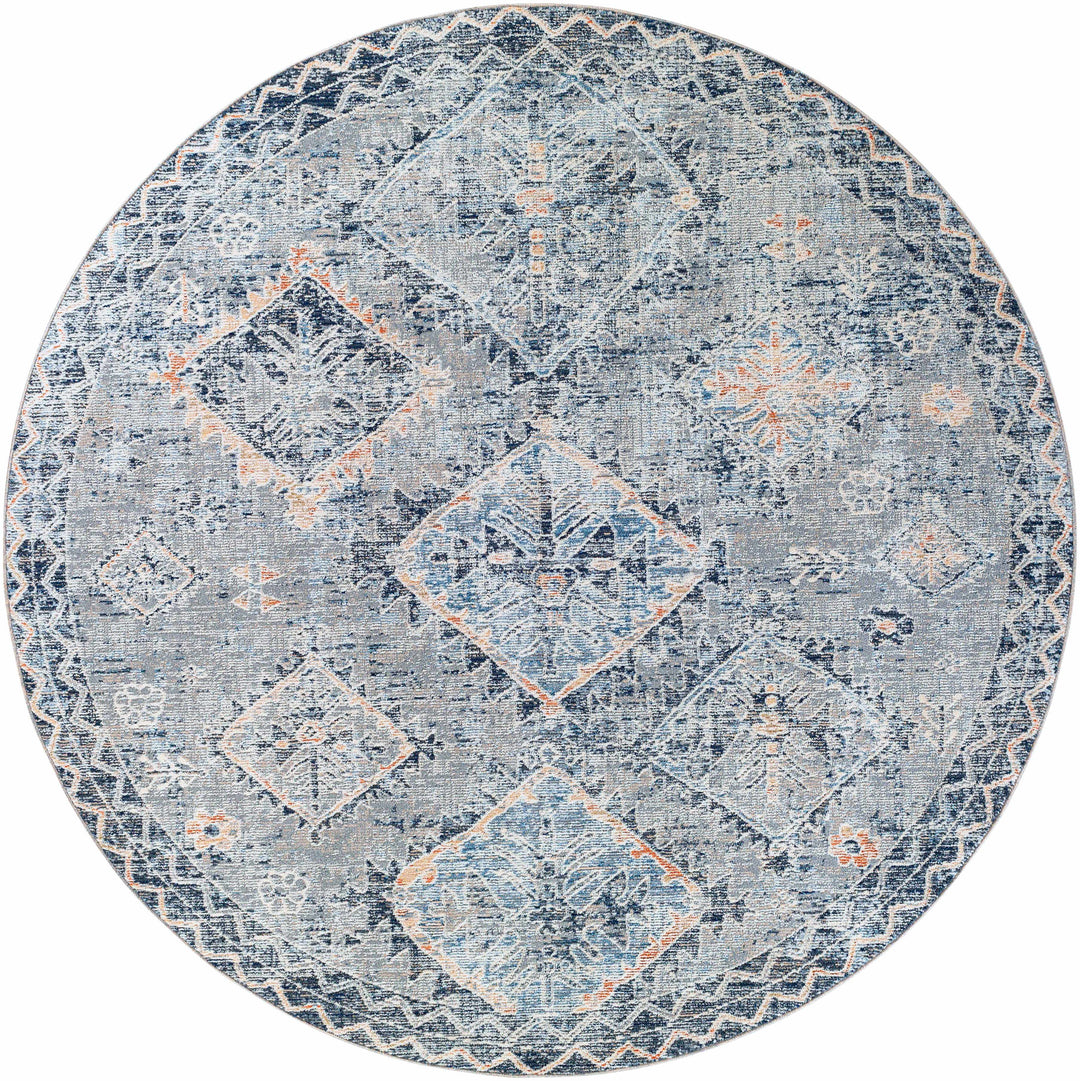 Balamban Gray And Blue Traditional Style Area Rug