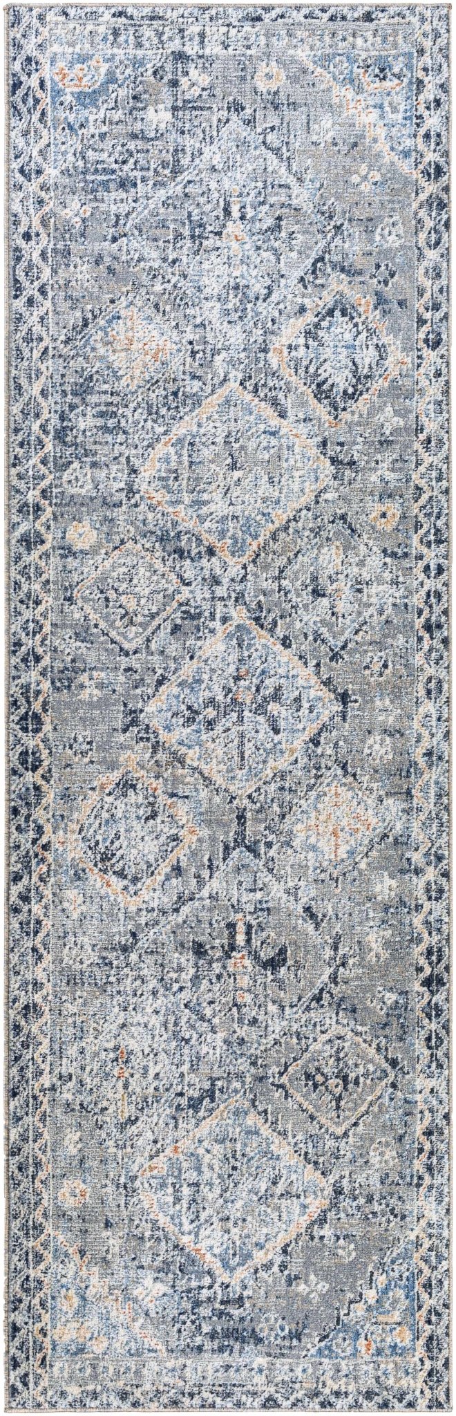Balamban Gray And Blue Traditional Style Area Rug - The Rug Decor