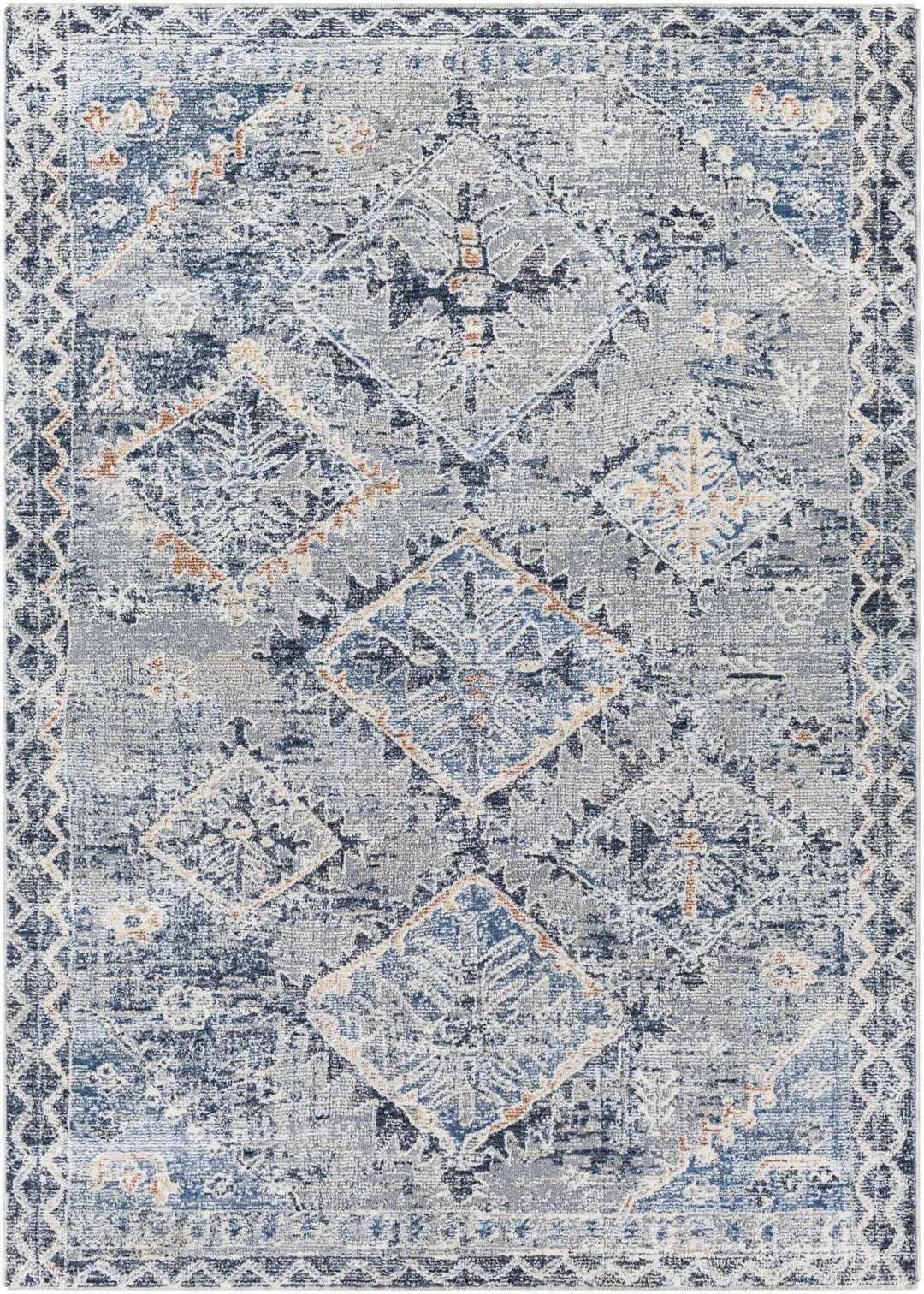 Balamban Gray And Blue Traditional Style Area Rug - The Rug Decor