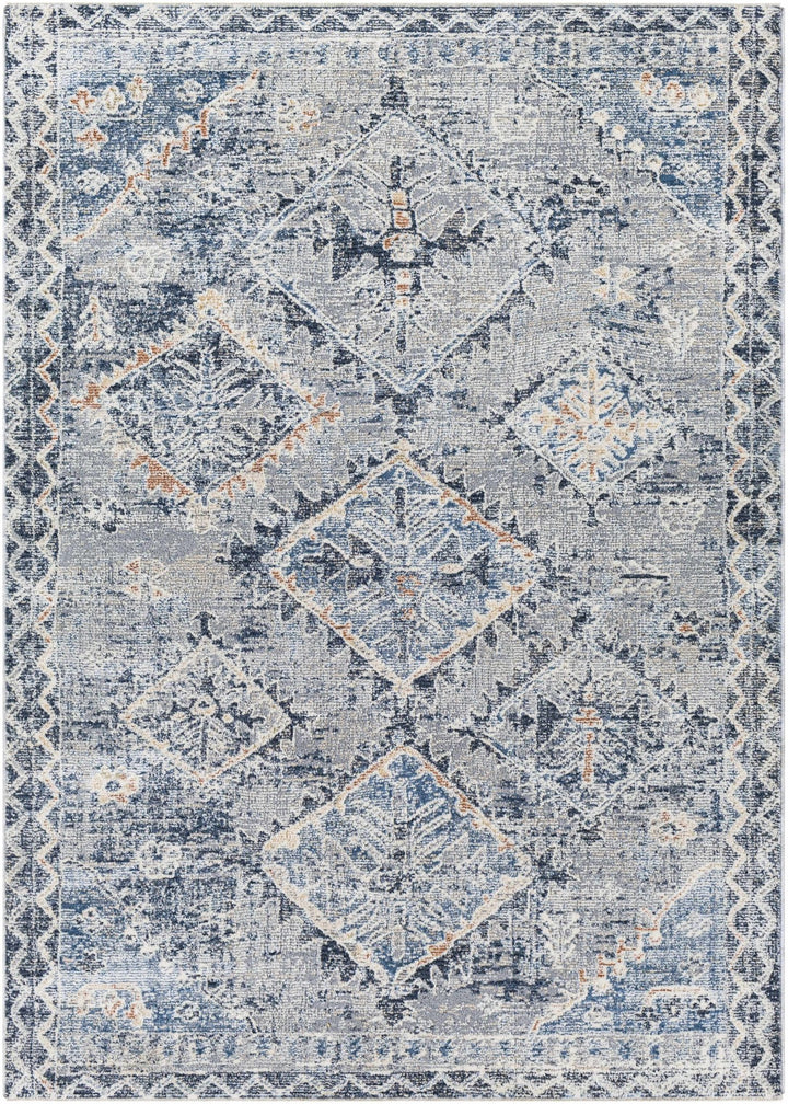 Balamban Gray And Blue Traditional Style Area Rug - The Rug Decor