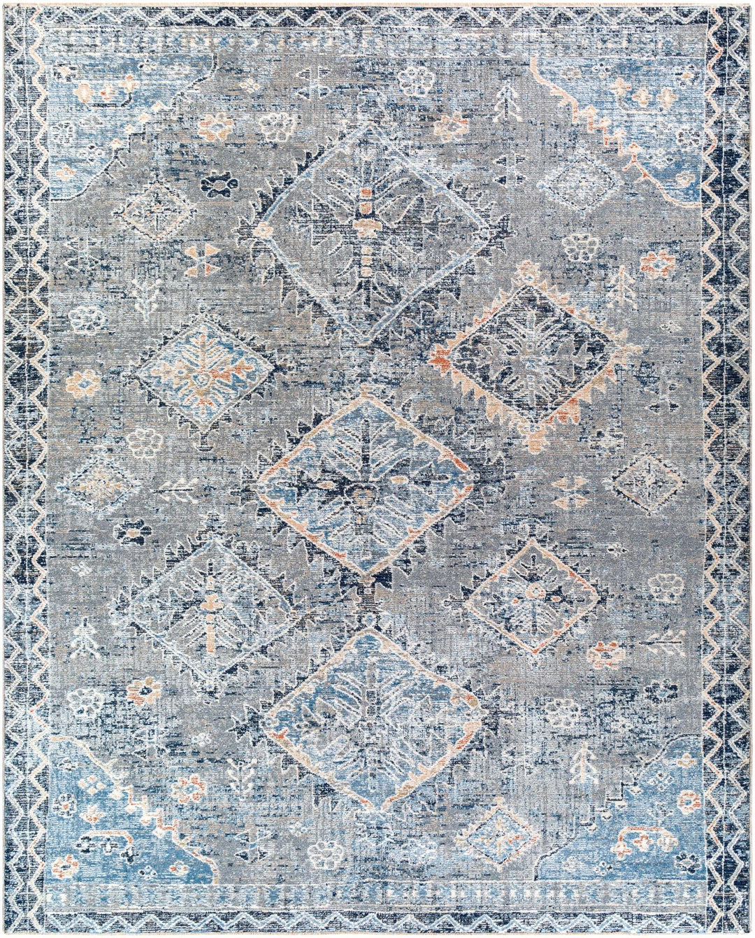 Balamban Gray And Blue Traditional Style Area Rug - The Rug Decor