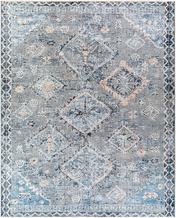 Balamban Gray And Blue Traditional Style Area Rug - The Rug Decor